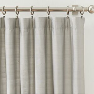 Pottery Barn Dupioni Silk Curtain in Platinum 104 x 84 inches long NWT